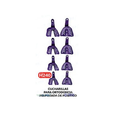 Cucharillas para ortodoncia perforada de plastico ( juego de 8 piezas.