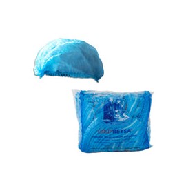 Gorro plisado 100% polipropileno desechable no esteril color azul c/100